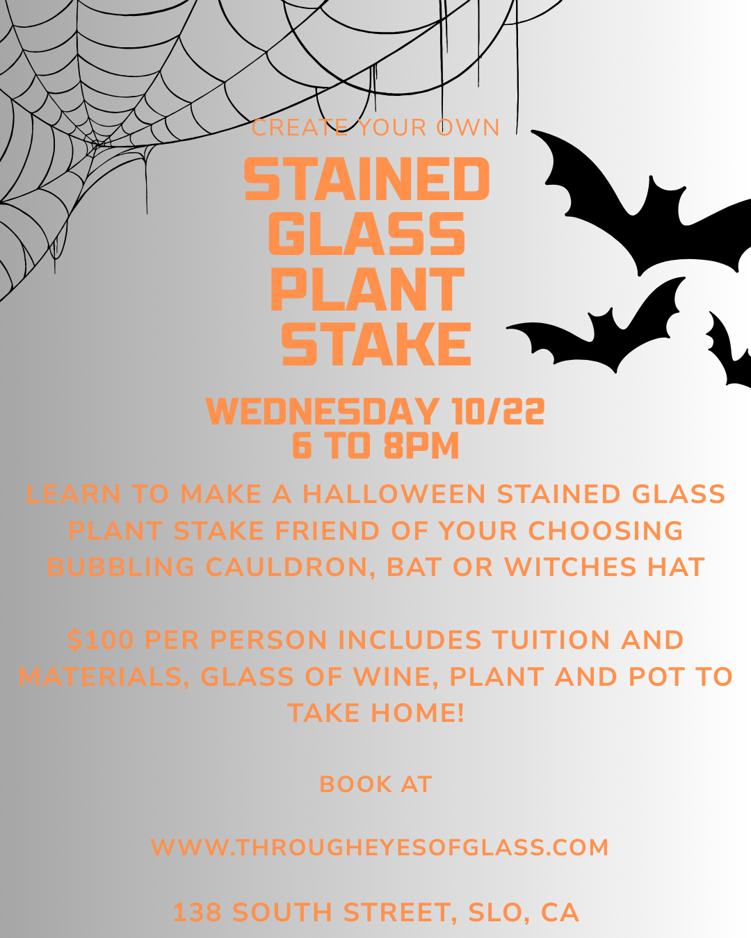 10/22 Halloween Plant Stake Class 6 to 8pm