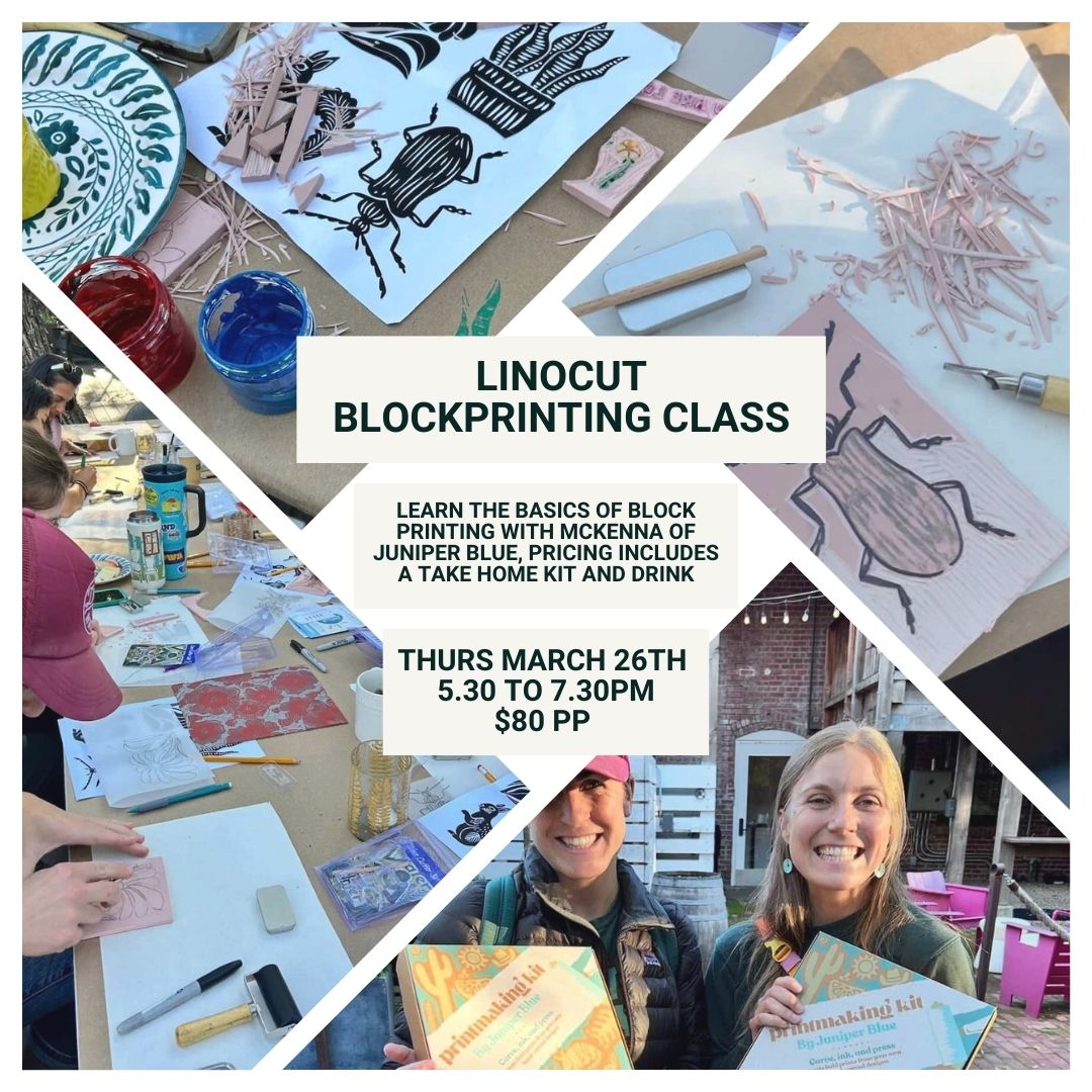 Guest Workshop: Linocut Blockprinting Class w/ McKenna of Juniper Blue