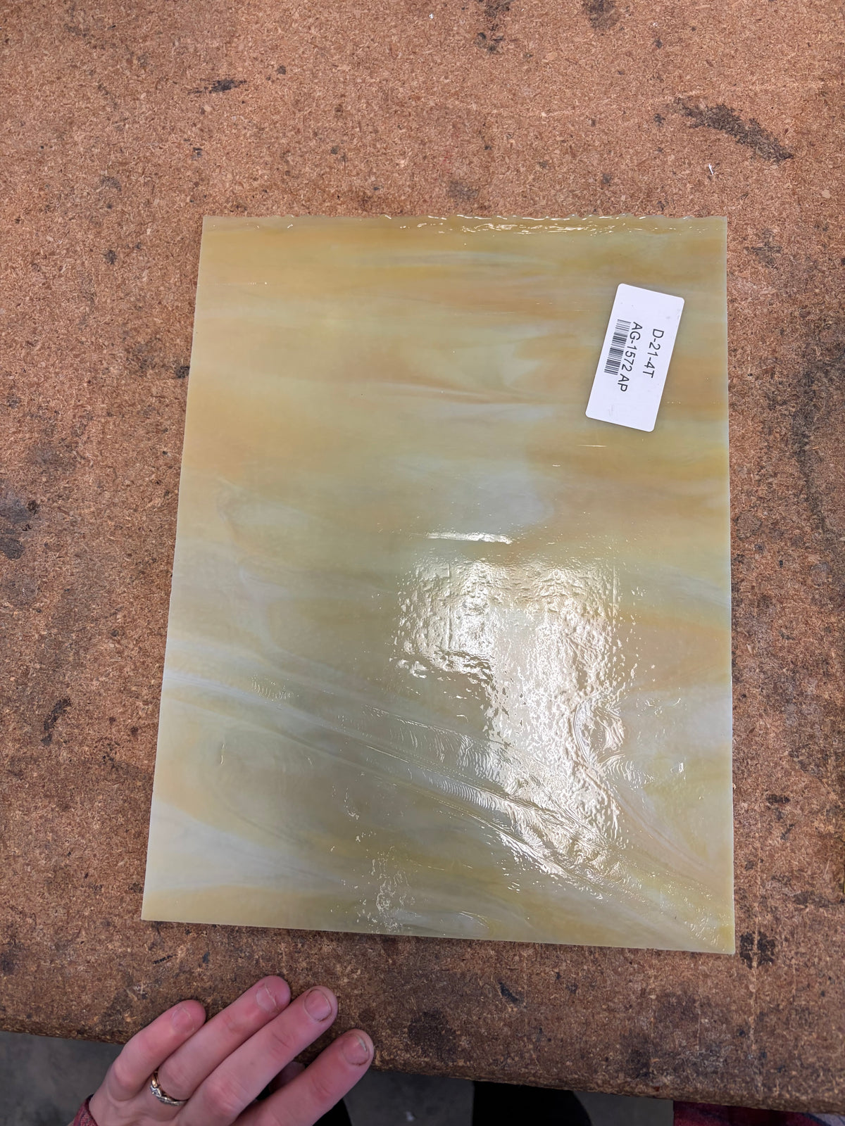 Armstrong Amber Streaky Artist Proof Yellow Opal, Art Glass for Stained Glass and Mosaics, Sheet Sizes 9x12" AG-1572