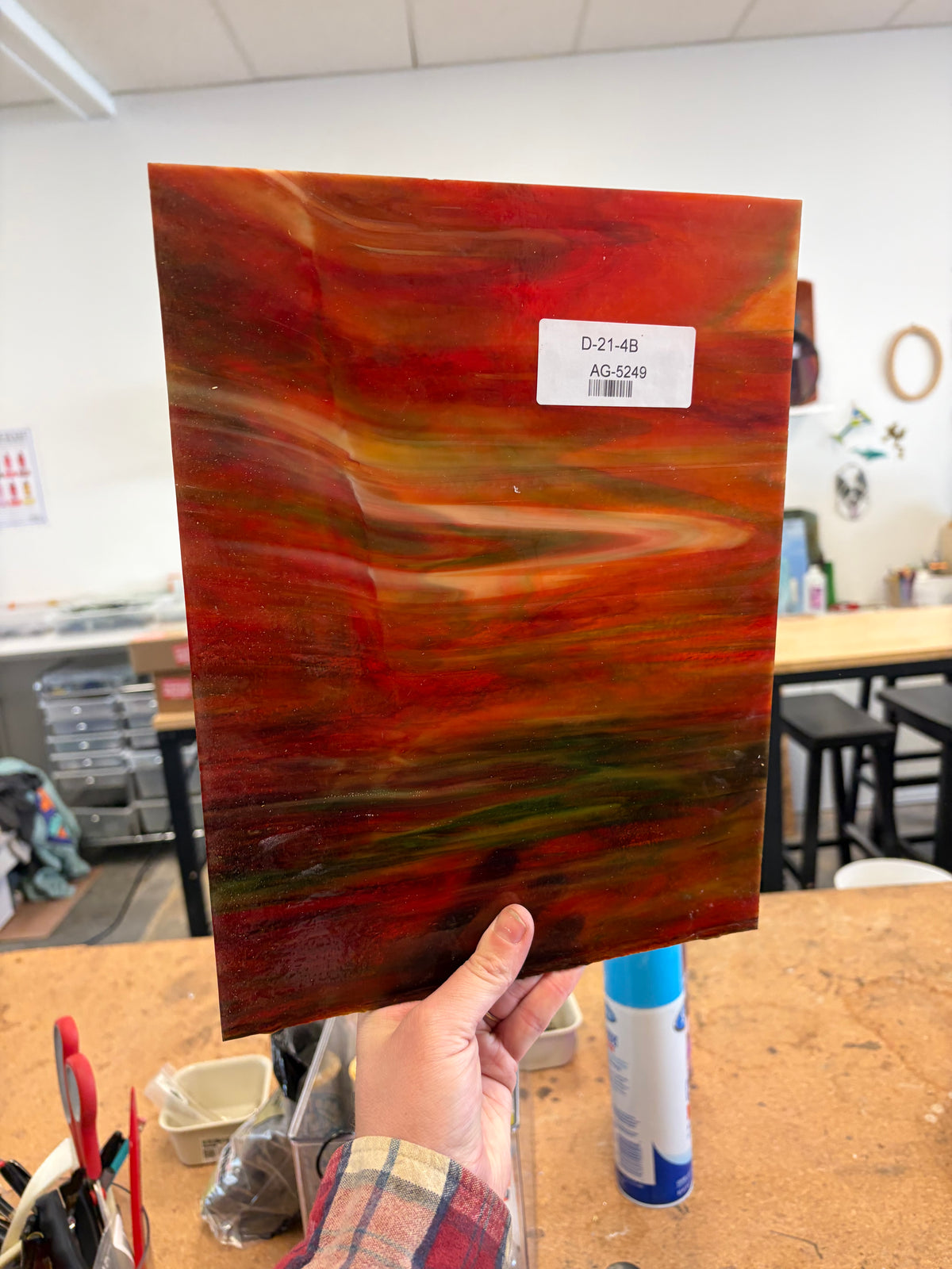 Armstrong Holiday Spirit Red Green Opal, Art Glass for Stained Glass and Mosaics, Sheet Sizes 9x12" AG-5249
