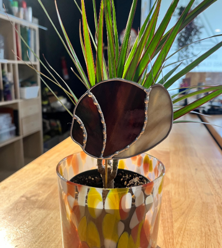 Friendly Snail Stained Glass Plant Stake Garden Stake