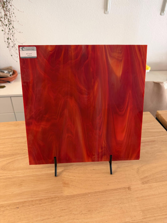 Red White Opal Oceanside Glass, Art Glass for Stained Glass, Mosaics & Fusing, Assorted Sheets 6x6, 6x12, 12x12 357-15-FR