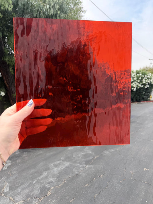Orange Waterglass Transparent Oceanside Glass, Art Glass for Stained Glass, Mosaics & Fusing, Assorted Sheets 6x6, 6x12, 12x12 FR98F