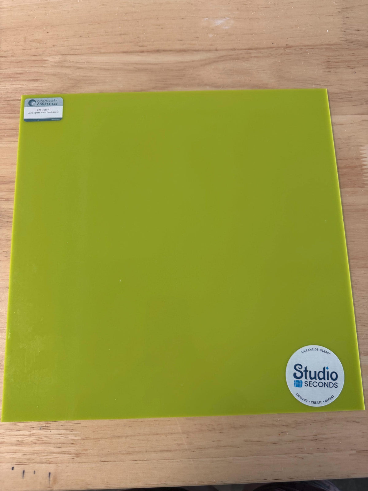 Lemongrass Solid Opal Oceanside Glass, Art Glass for Stained Glass, Mosaics & Fusing, Assorted Sheets 6x6, 6x12, 12x12 OGT 226-728-F
