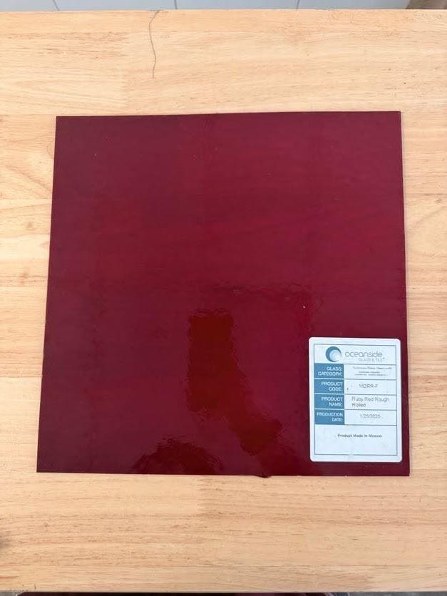 Ruby Red Rough Rolled Oceanside Glass, Art Glass for Stained Glass, Mosaics & Fusing, Assorted Sheets 6x6, 6x12, 12x12 152RR-F