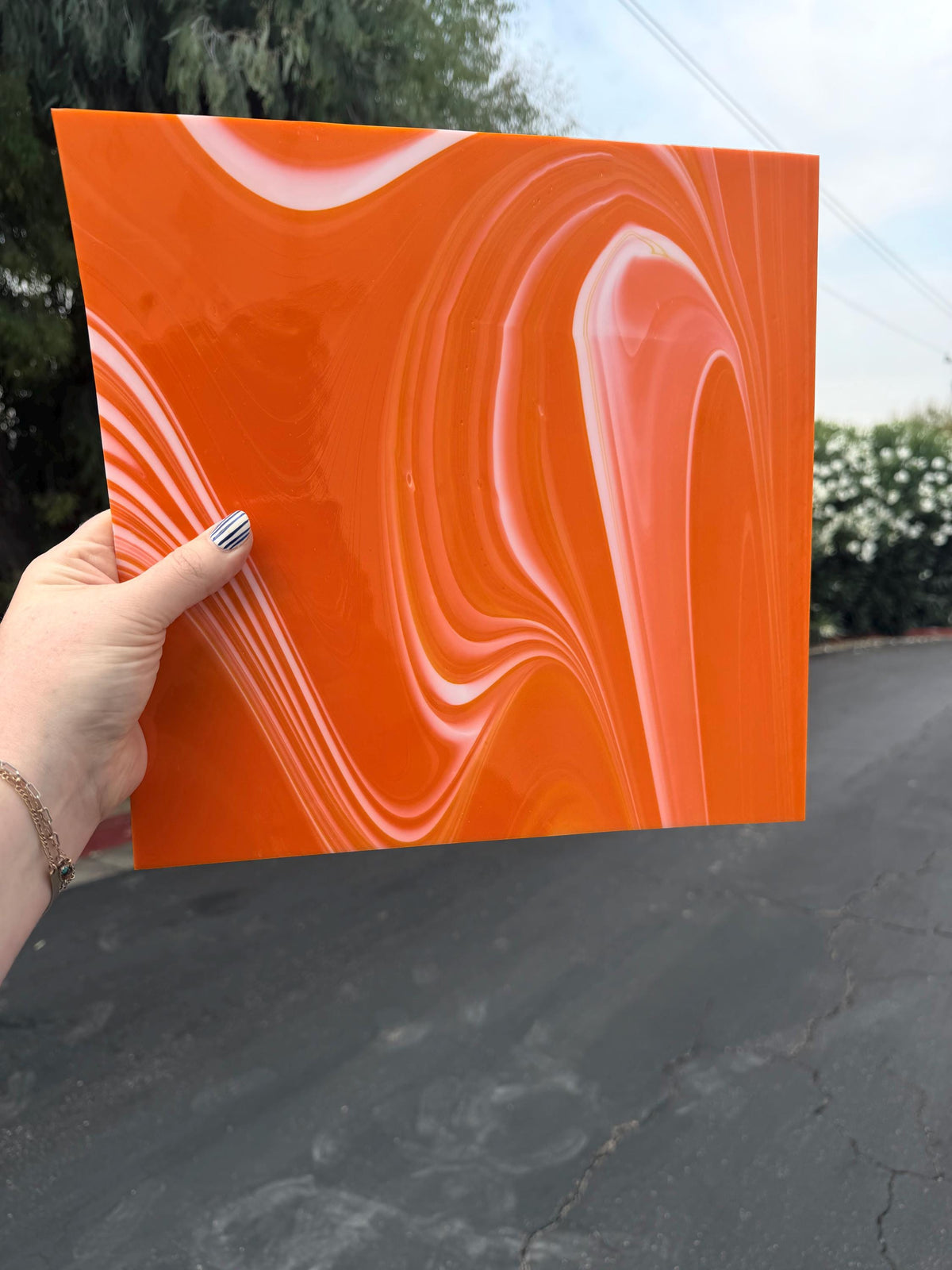 Orange Creamsicle Opal Oceanside Glass, Art Glass for Stained Glass, Mosaics & Fusing, Assorted Sheets 6x6, 6x12, 12x12 FR98F