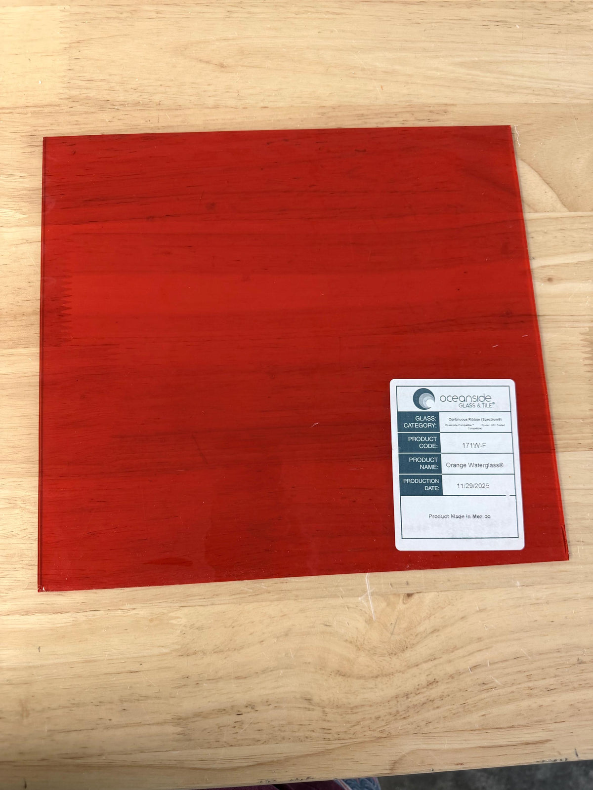 Orange Waterglass Transparent Oceanside Glass, Art Glass for Stained Glass, Mosaics & Fusing, Assorted Sheets 6x6, 6x12, 12x12 FR98F