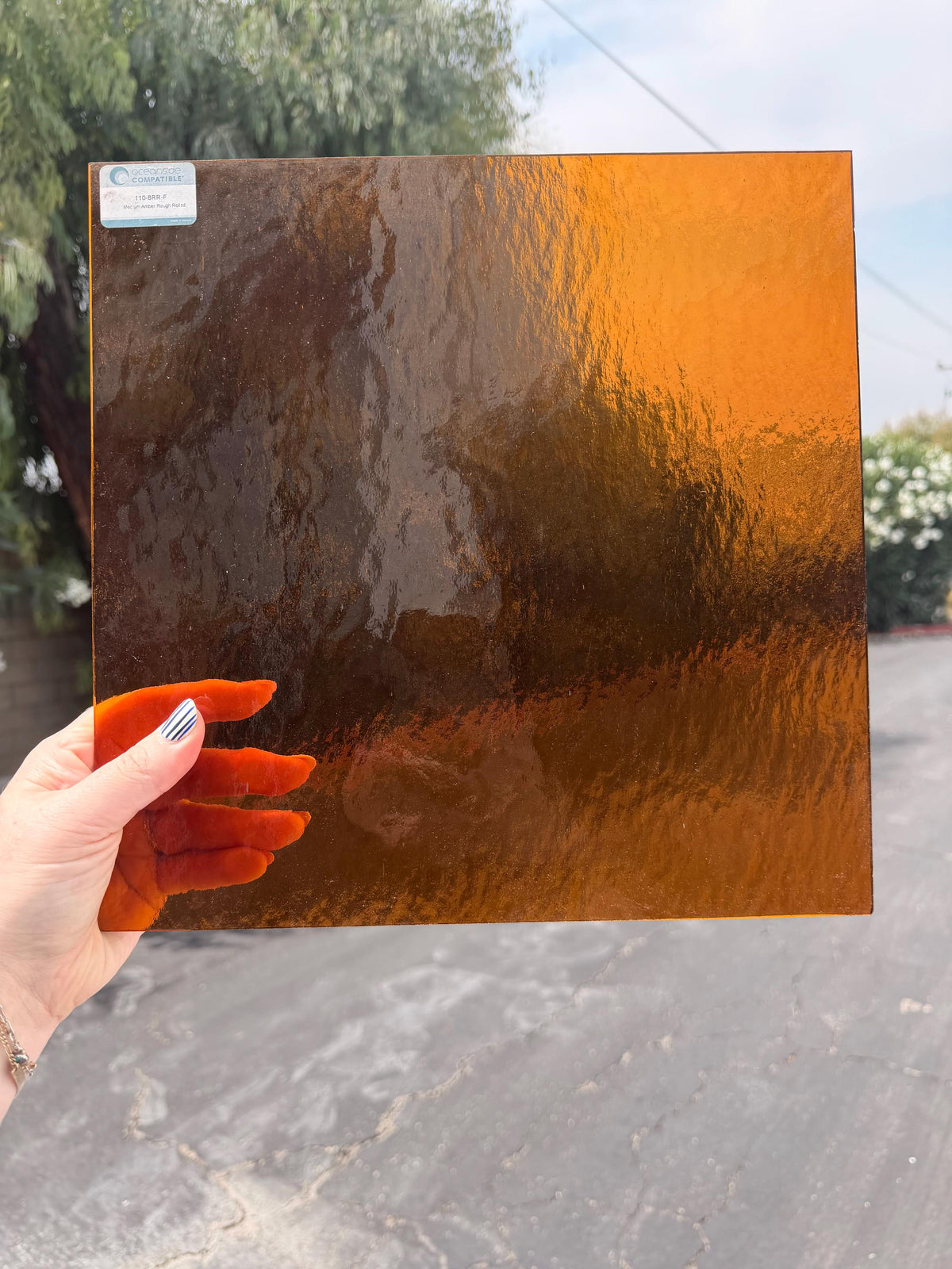 Medium Amber Rough Rolled Oceanside Glass, Art Glass for Stained Glass, Mosaics & Fusing, Assorted Sheets 6x6, 6x12, 12x12 110-8RR-F
