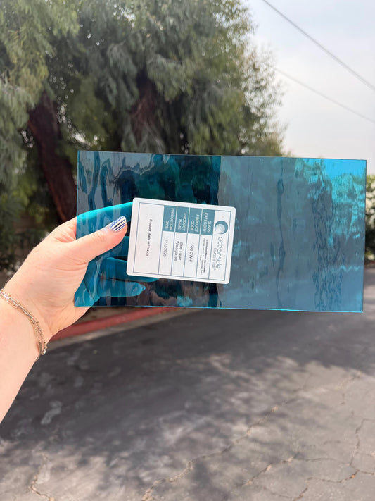 Blue Topaz Waterglass Transparent Oceanside Glass, Art Glass for Stained Glass, Mosaics & Fusing, Assorted Sheets 6x6, 6x12, 12x12 OGT