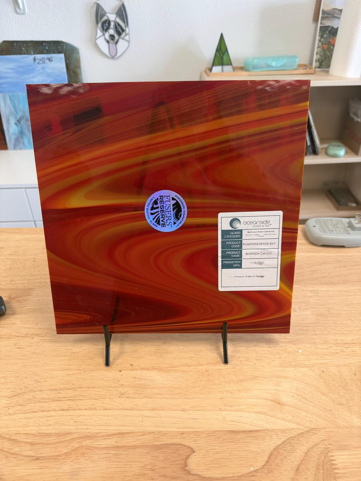 Antelope Canyon Red Yellow Orange Oceanside Glass, Art Glass for Stained Glass, Mosaics & Fusing, Assorted Sheets 6x6, 6x12, 12x12 93-F