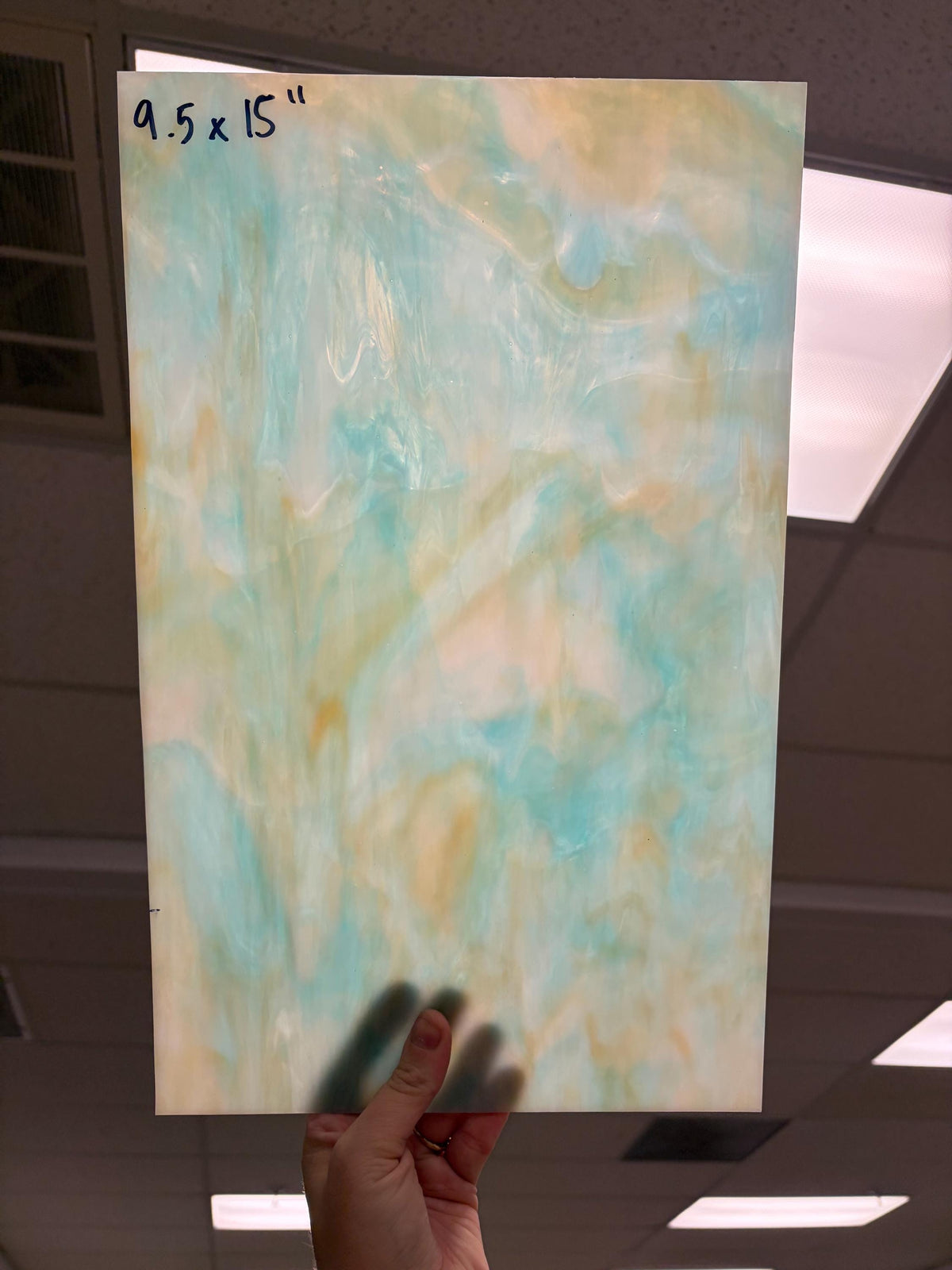 Turquoise Amber White Opal , Art Glass for Stained Glass and Mosaics, Sheet Sizes 9.5x 7.5 or 9.5x15 Import Glass Cheaper Option