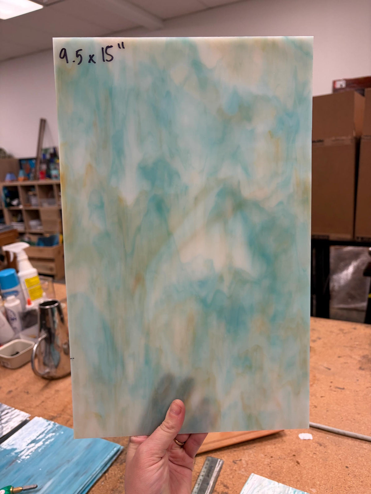 Turquoise Amber White Opal , Art Glass for Stained Glass and Mosaics, Sheet Sizes 9.5x 7.5 or 9.5x15 Import Glass Cheaper Option