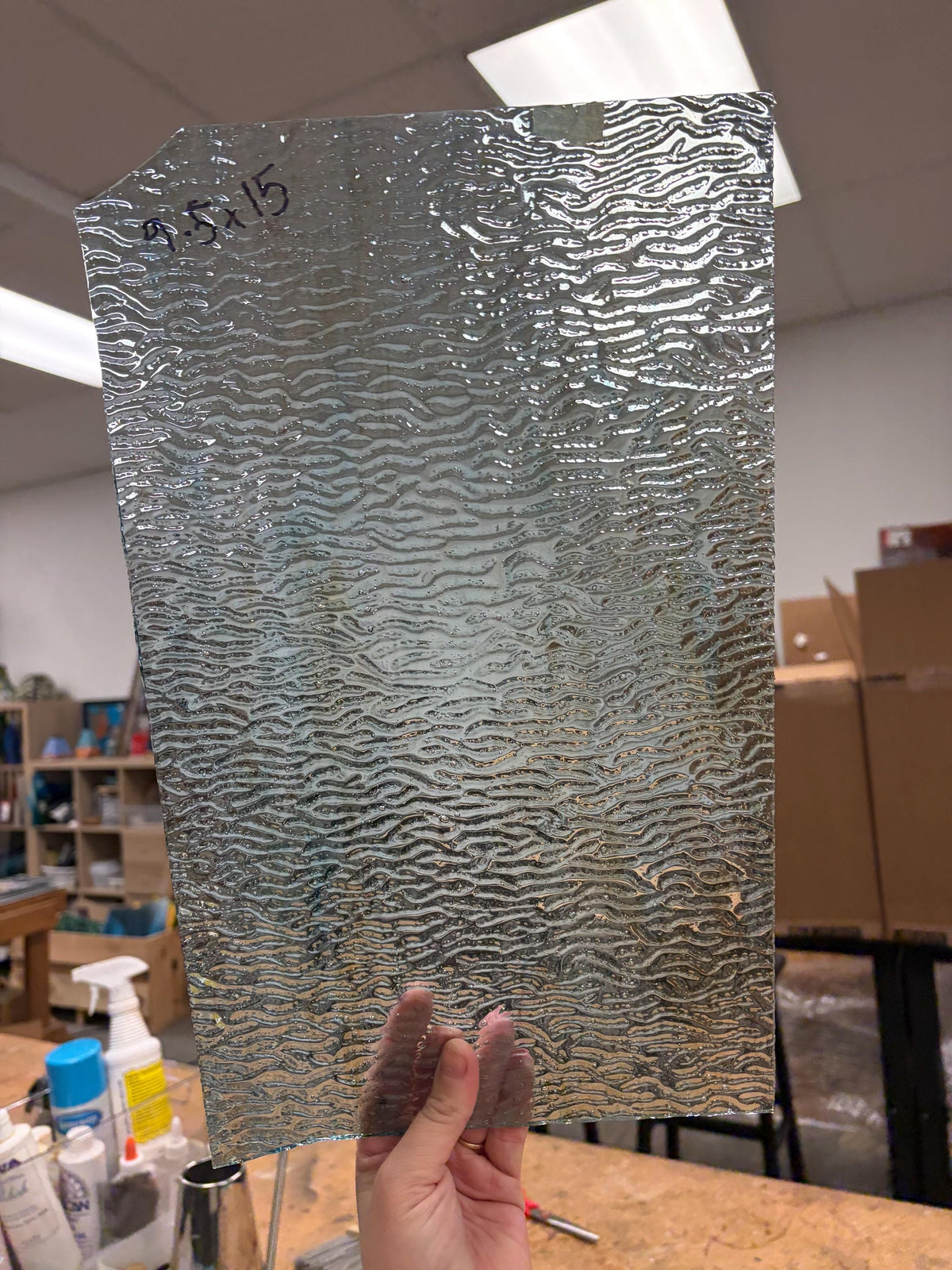 Clear Aqua Purple Ripple, Art Glass for Stained Glass and Mosaics, Sheet Sizes 9.5x 7.5 or 9.5x15 Import Glass Cheaper Option