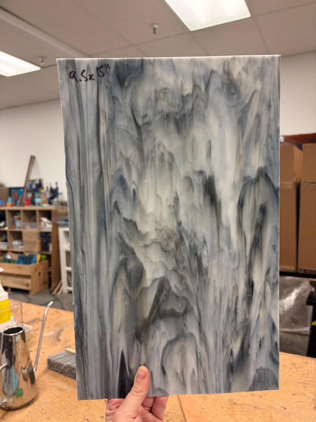 Grey and White StreakyOpal , Art Glass for Stained Glass and Mosaics, Sheet Sizes 9.5x 7.5 or 9.5x15 Import Glass Cheaper Option Gray