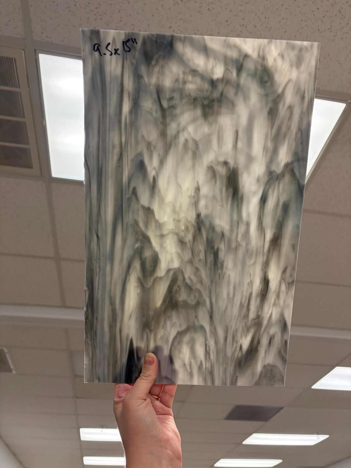 Grey and White StreakyOpal , Art Glass for Stained Glass and Mosaics, Sheet Sizes 9.5x 7.5 or 9.5x15 Import Glass Cheaper Option Gray