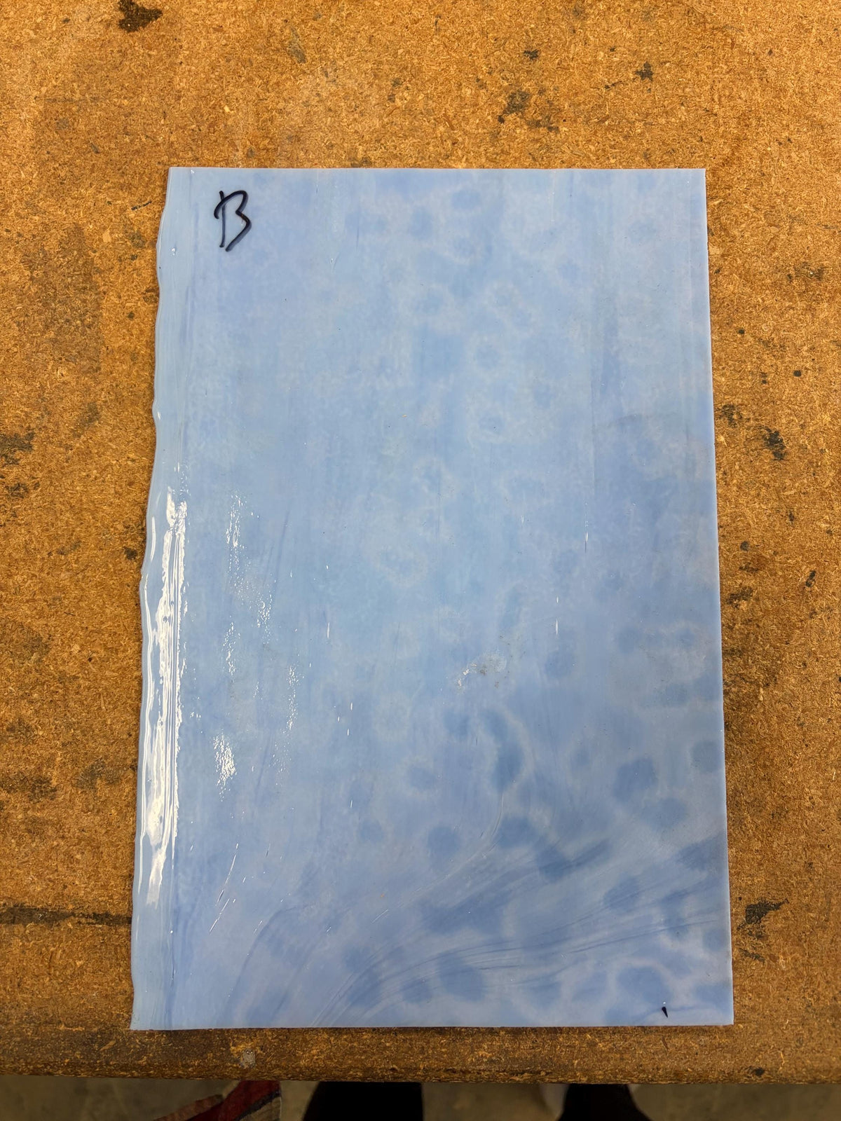 Youghiogheny Pale Blue Opal Mottled YO 6010HS, Art Glass for Stained Glass and Mosaics, Sheet Sizes 8x12"