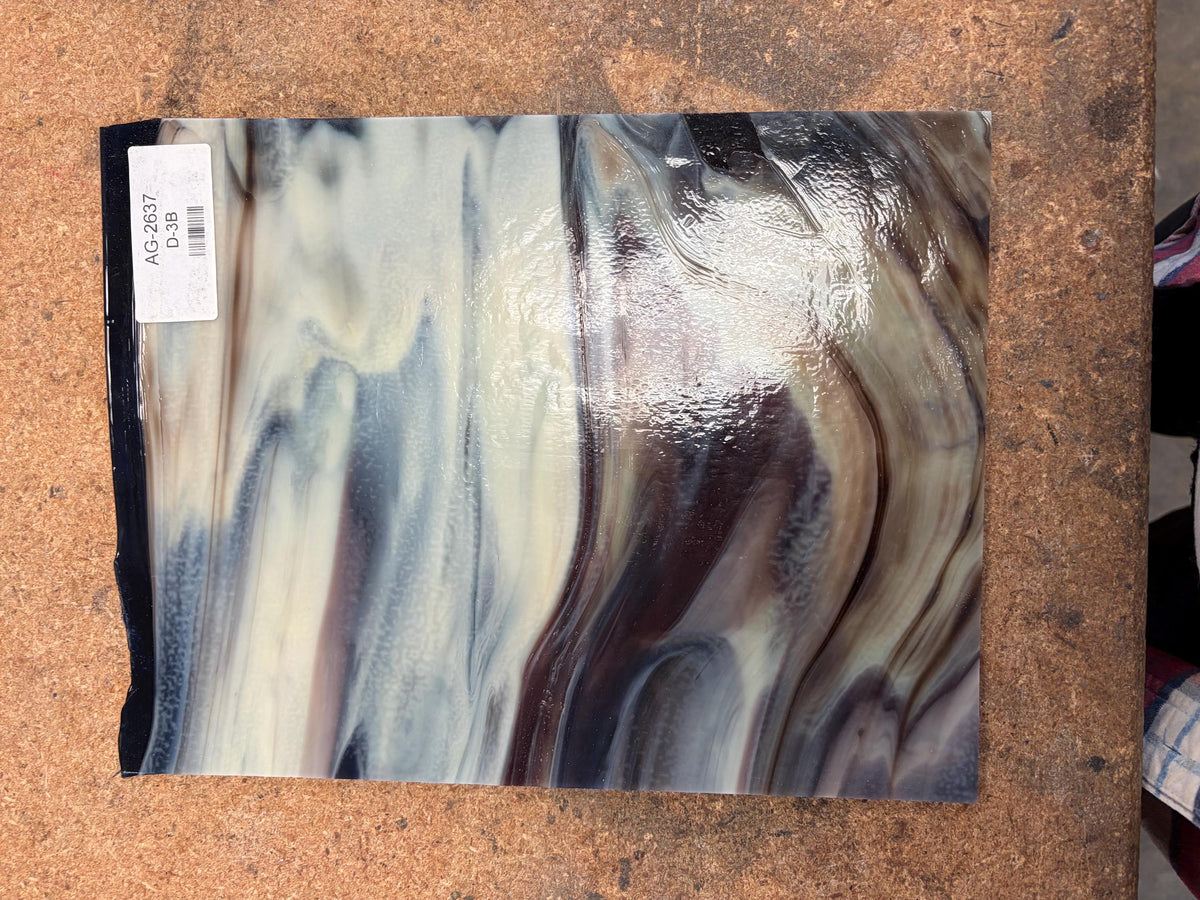 Armstrong Brown Blue, Amber , Creme, Transformations Opal, Art Glass for Stained Glass and Mosaics, Sheet Sizes 9x12" AG-2637