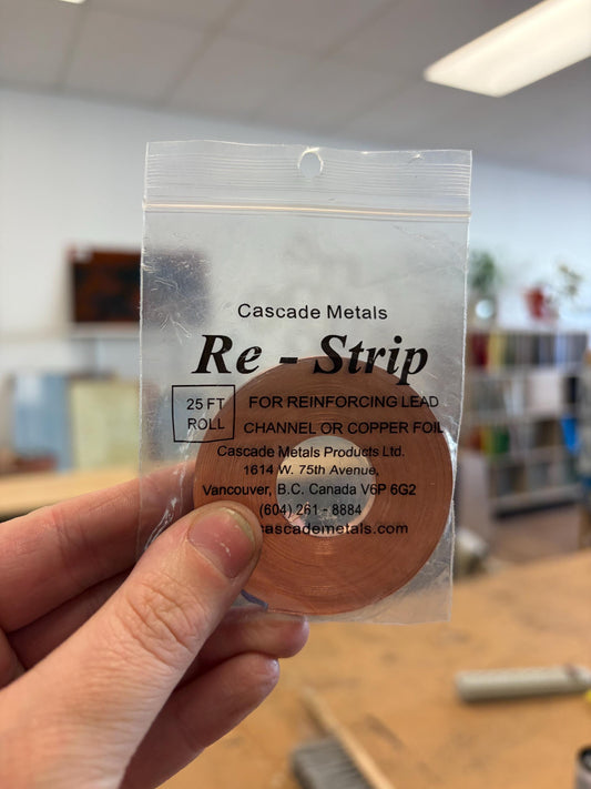 Copper Restrip 25ft or 5 ft for Stained Glass Cascade Metals