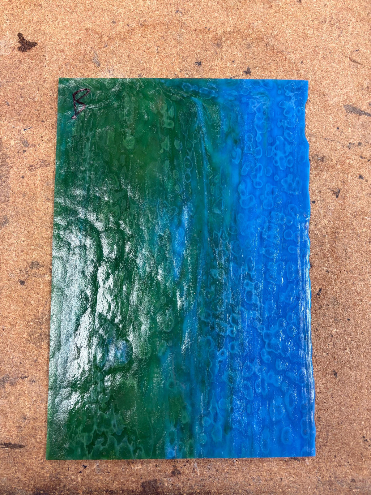 Youghiogheny Blue Green Stipple YO 4644SP , Art Glass for Stained Glass and Mosaics, Sheet Sizes 8x12"