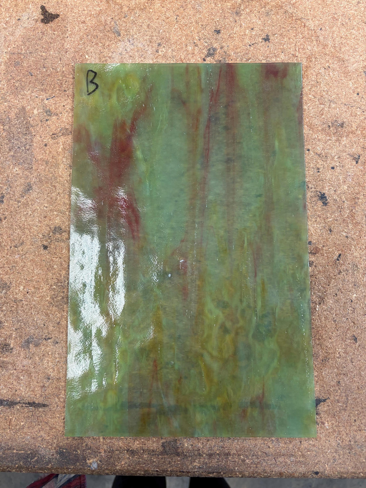 Youghiogheny Mint Green Silver Yellow Red  YO 4507SP , Art Glass for Stained Glass and Mosaics, Sheet Sizes 8x12"