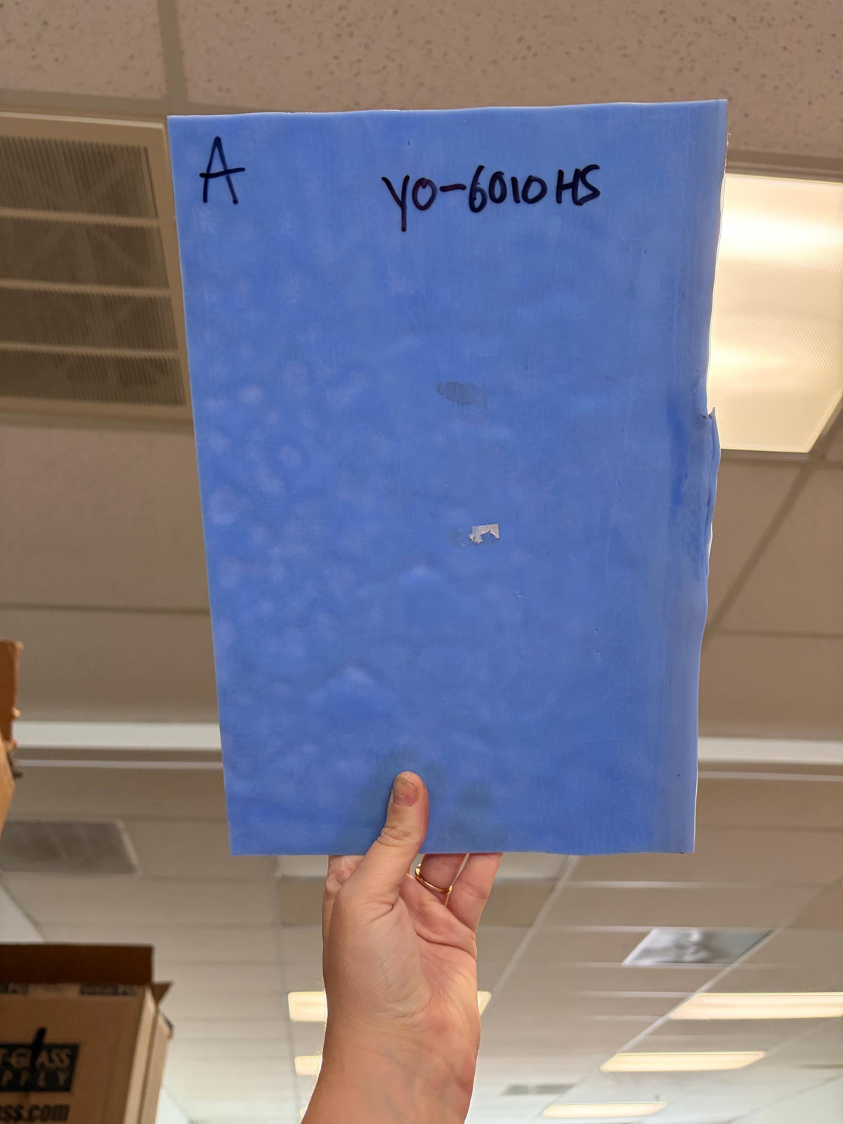 Youghiogheny Pale Blue Opal Mottled YO 6010HS, Art Glass for Stained Glass and Mosaics, Sheet Sizes 8x12"