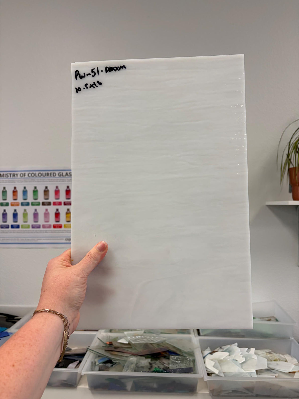 Dense White Opal Swirled with Clear Wissmach Glass, Art Glass for Stained Glass, Mosaics & Fusing 10.5x16" PW-51DDXXM